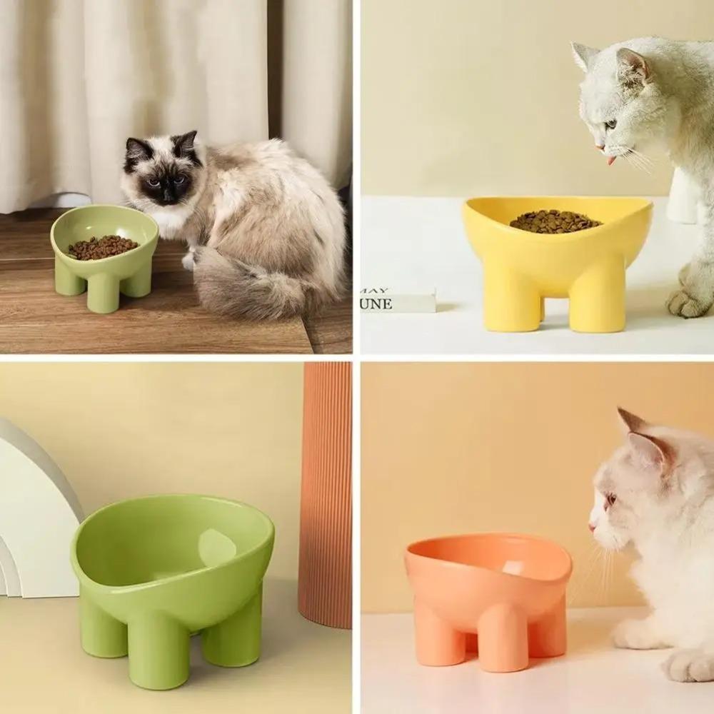 Non-Slip Anti-Dumping Pet Bowl 45° Inclined - Macaron 4-Color Pet Grade, High Feet Stable Food & Water Dish for Cats Dogs