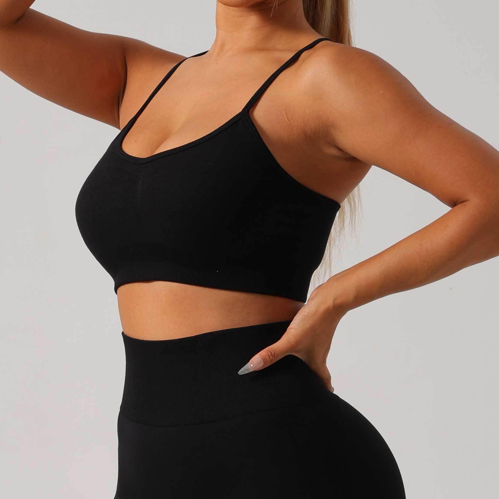 

Персиковый дышащий эластичный облегающий комплект брюк для йоги и бега L