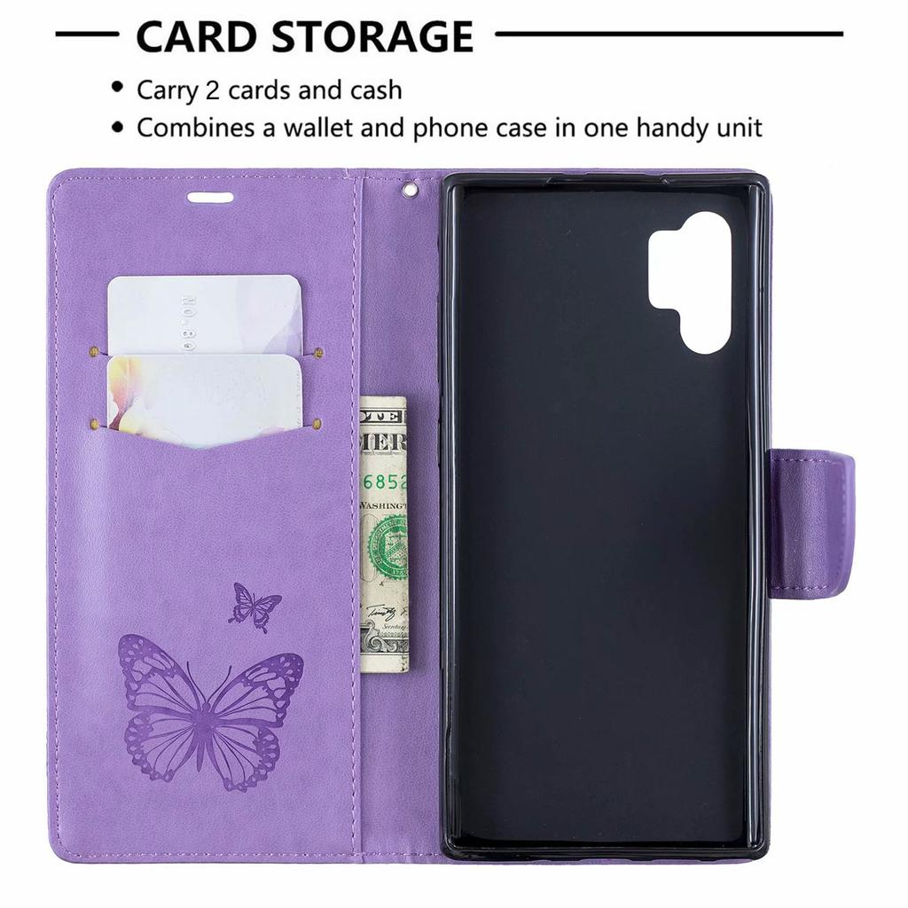 Applicable To iPhone11 Mobile Phone Leather Case Samsung Note10 + Butterfly Embossed Card Holder Protective Case 7plus