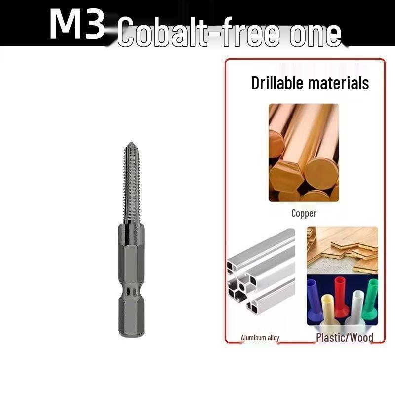 

Hex Shank Machine Tap Drill Bit Set: M6, M8, M10 - Pointed End, Straight Flute Tapping Bit for Electric Drill