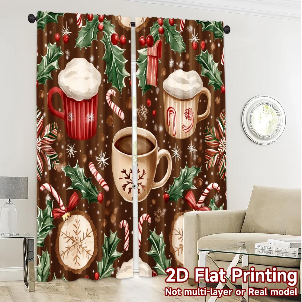 2 Stück, Vorhänge Weihnachten Kaffee Schneeflocken Feiertag (3) Modern Modern Vorhang Polyester Vorhänge Raumdeko für Küche, Schlafzimmer &