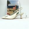 Fashion Chic White Point Toe Slingback Heels Women Summer Sandals 2025 Fashion Designer Brand Square Buckle Lady Shoes Mid Heel Elegant