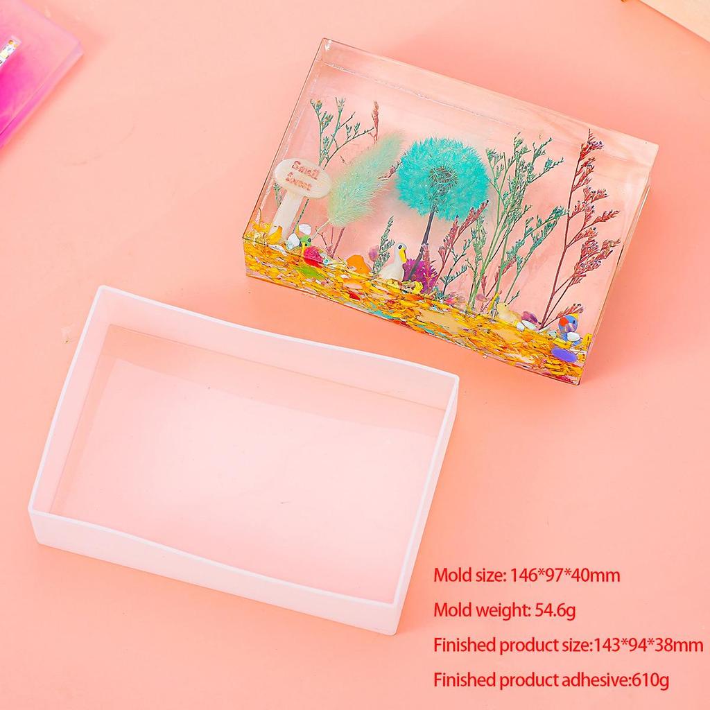 3PCS Base Dropper Mold Dried Flower Ornament Specimen Rectangular Base Box Silicone Mold
