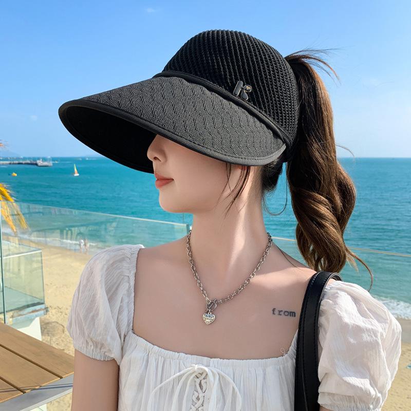 Spring and Autumn Hat Women's Knitted Mesh Breathable Empty Top Hat Sunscreen Sun Hat Summer Versatile Sun Hat