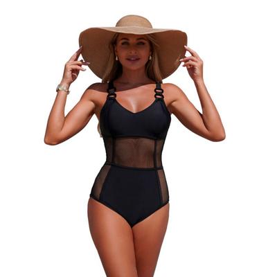 Women Mesh One-Piece Swimsuit Sleeveless Swimwear