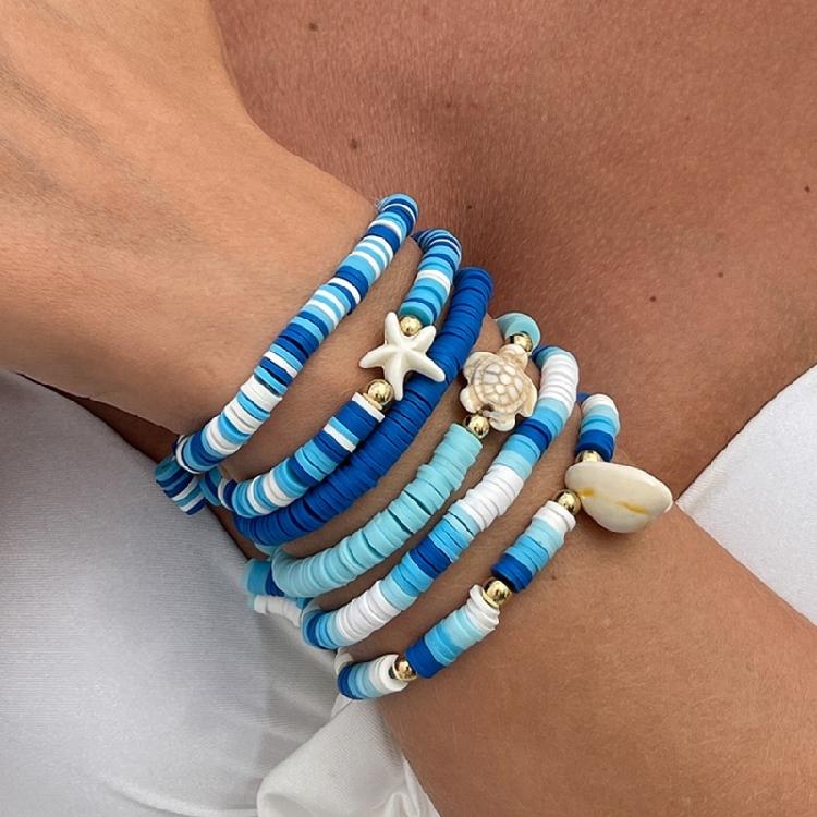 Stylish Soft Clay Bracelet Elastic Rope Colorful Bracelet Handmade Fashion Bracelet Stackable Bracelets for Adding Charm