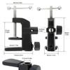 2-IN-1 Table Mount Clamp Heavy Duty Metal Mic Clamp Holder for Microphone Suspension Arm Stand Holder