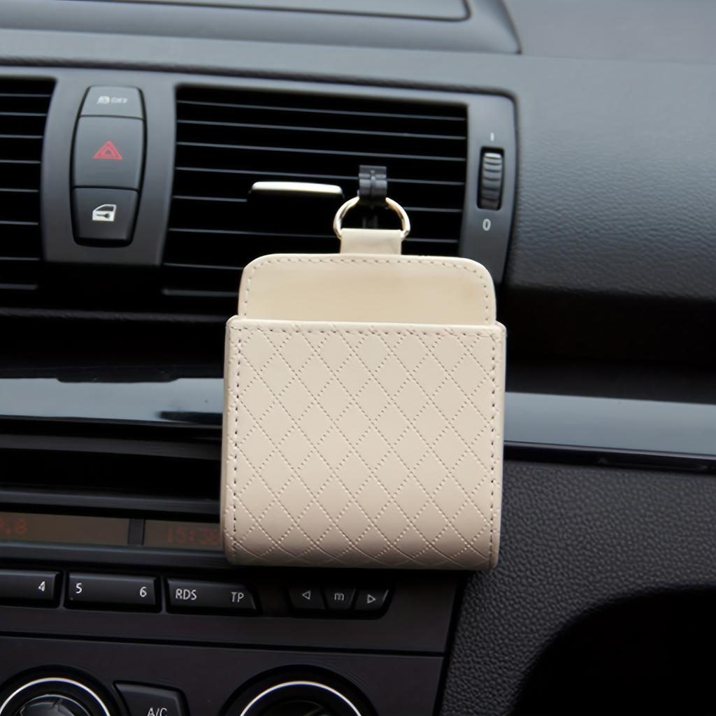 1 Pack Air Vent Storage Bag, Car Accessories Car Leather Multi-functional Storage Box Air Vent Phone Holder Organizer Bag