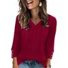 Women's T Shirt Tee Button 3/4 Sleeve Tunic Daily Weekend Fashion Basic V- Neck Regular Top