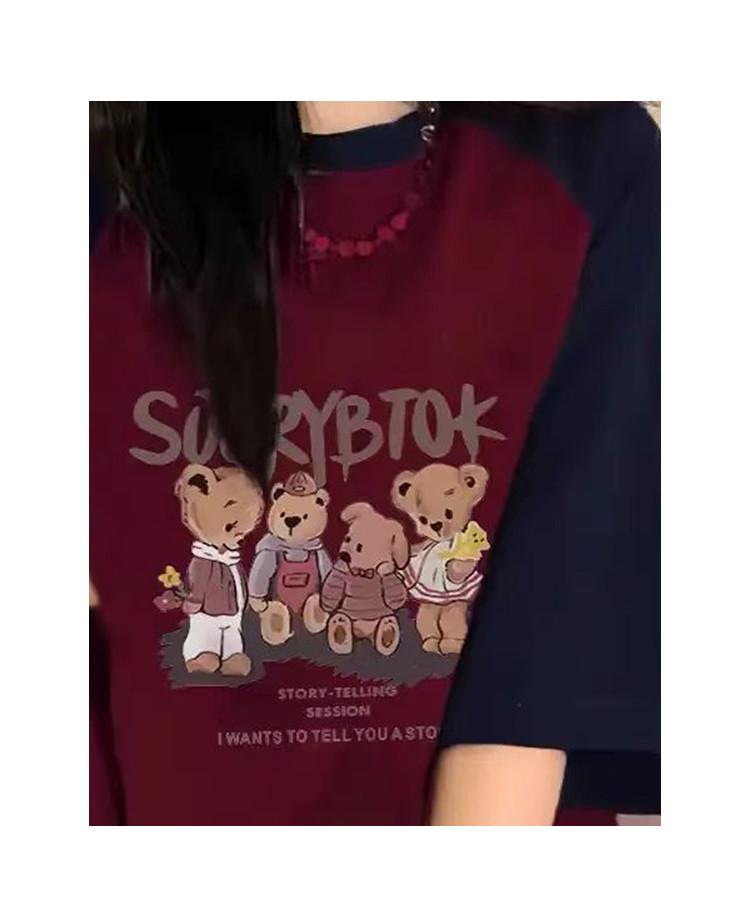 American College Loose Short-Sleeved T-Shirt for Women