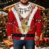 Men's Corduroy Long Sleeve Neck Christmas Print Pullover Top