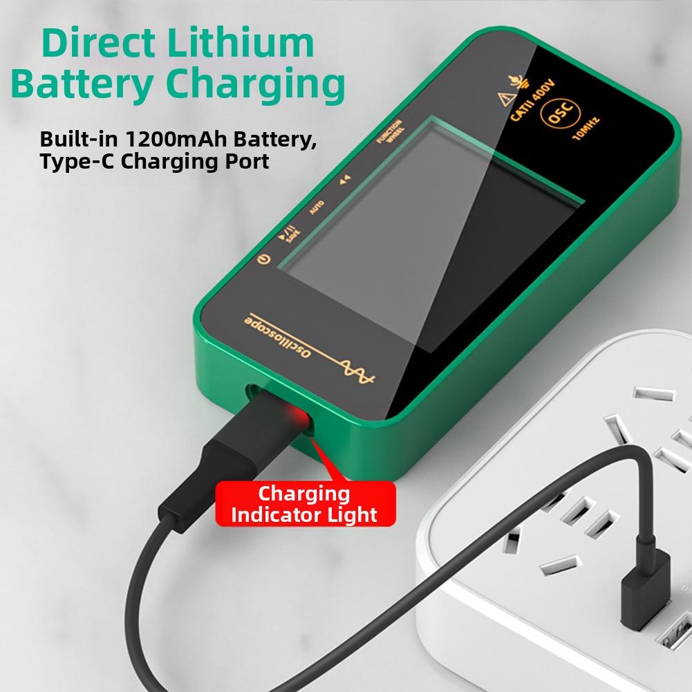 10MHz Bandwidth Handheld Oscilloscope For On-site Testing Waveform Save To PC ABS Housing 1200 MAh Rechargeable Battery