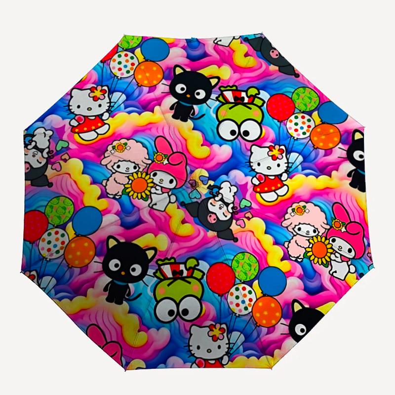 

1PC Sanrio Characters Pattern Automatic Folding Personality Umbrella, Portable Collapsible Design, Casual Outdoor Accessory, For All Seasons, Christma