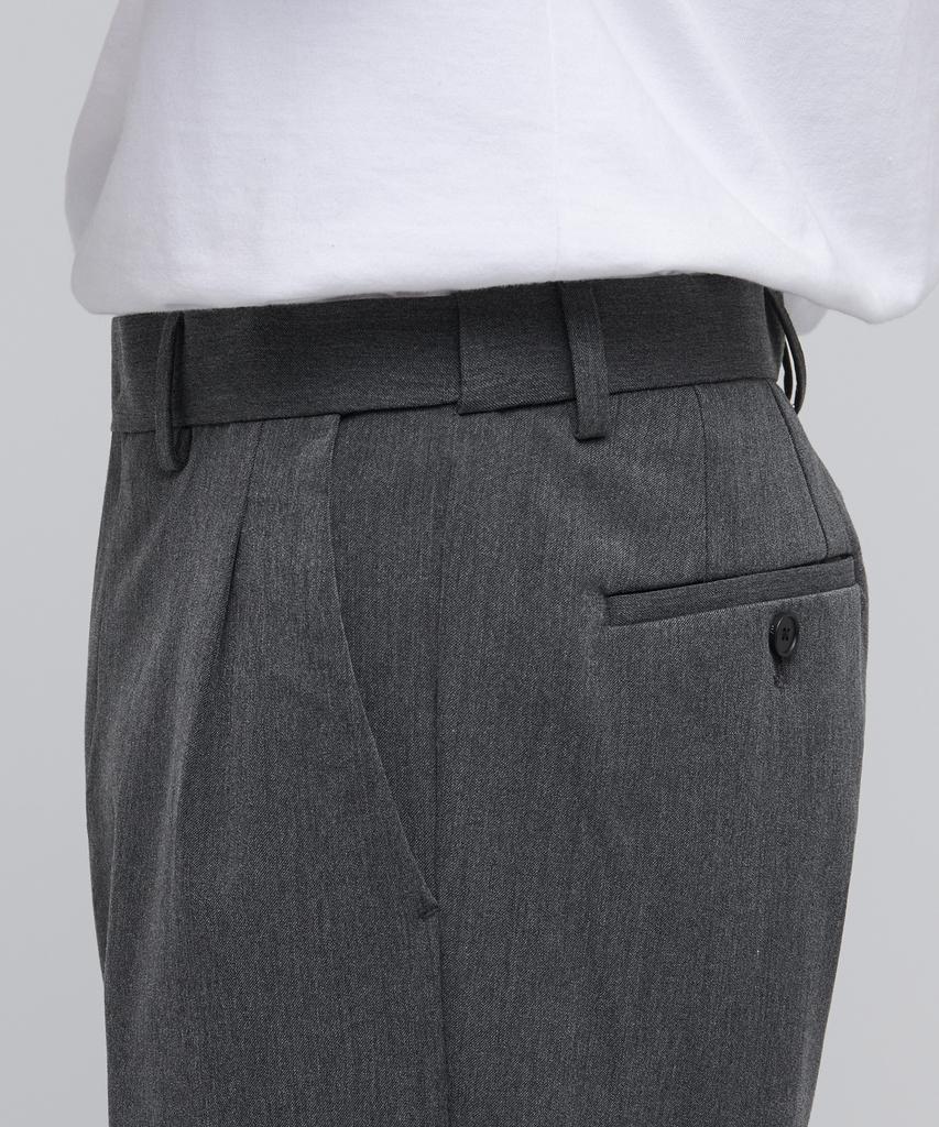 MUSINSA STANDARD Wide Hidden Banding Crop Slacks [Medium Gray]