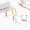 S925 Sterling Silver Women's Square Polished Ear Clips - Simple, Small, Exquisite Earrings