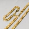 Gold Color Stainless Steel 8mm Byzantine Link Chain Bracelets Necklace For Women Men  Party Wedding Jewelry Sets Gifts