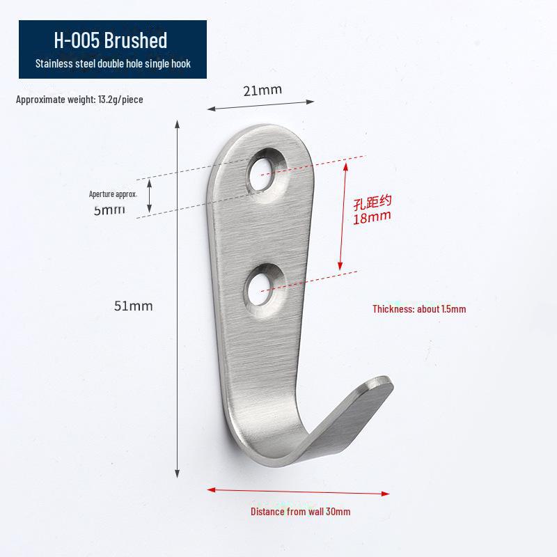 Black Stainless Steel Wall-Mounted Hook for Bathroom, Kitchen, or Door