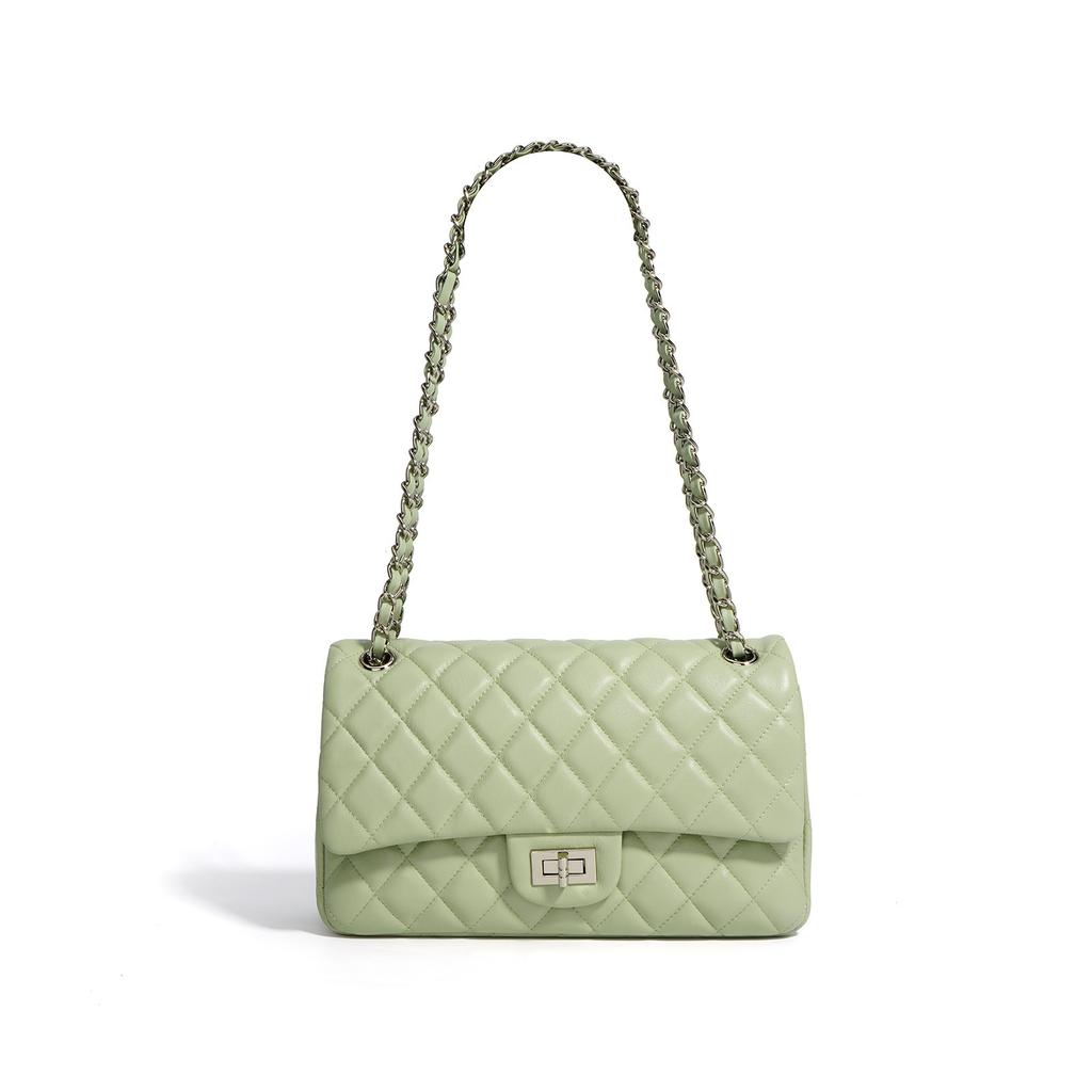 Classic Cowhide CF25.5 Cowhide Lock And Chain Bag High-end Sense Multi-compartment Single-shoulder Bag Bottom-through Design Multi-compartment