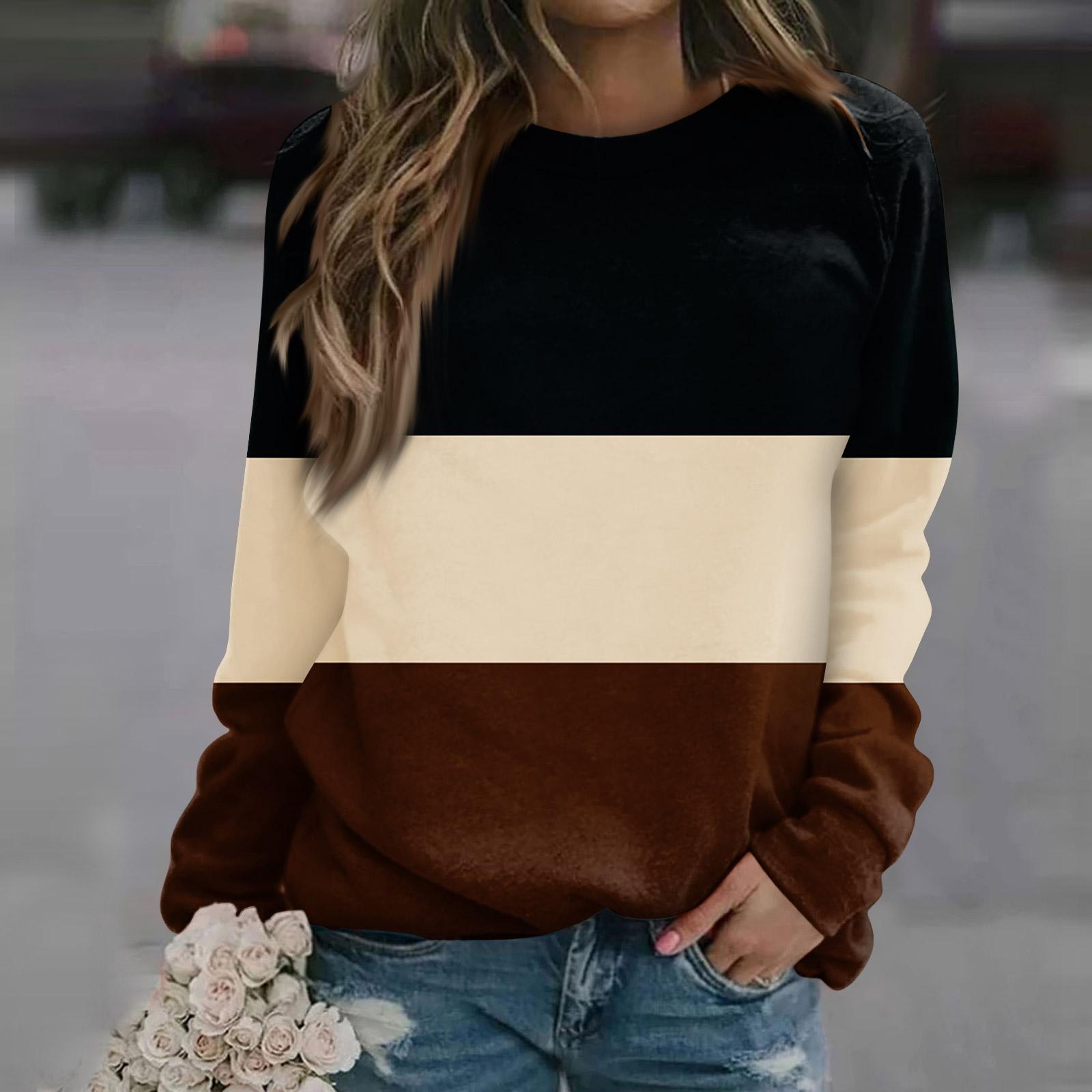 

Жіночий модний повсякденний світшот з довгим рукавом та різдвяним принтом на шиї S коричневий