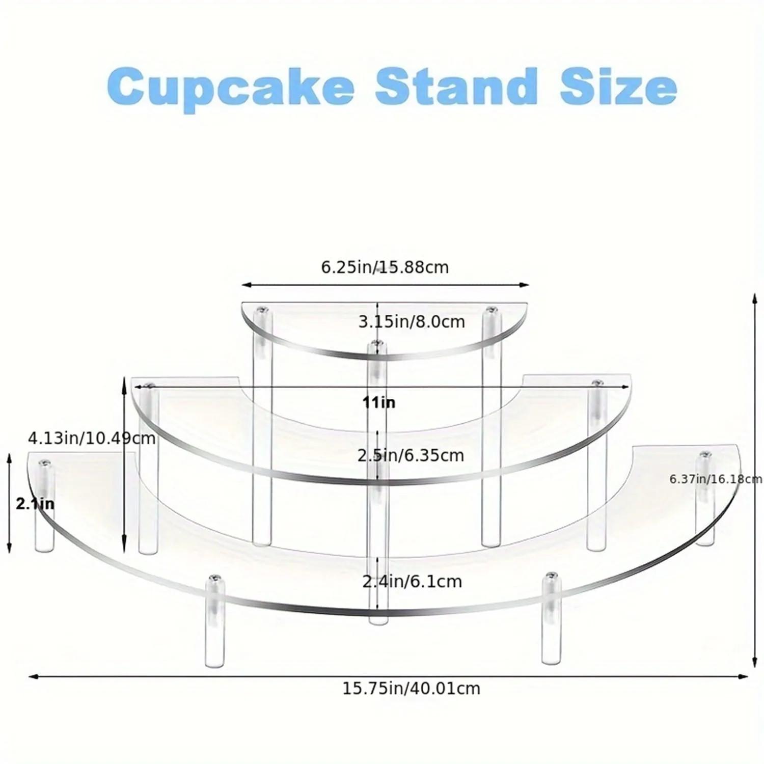 Acrylic 3 Tier Cupcake Display Stand, Dessert Table Display Set, Display Risers for Funko Figure, Perfume, Ect. прозрачный