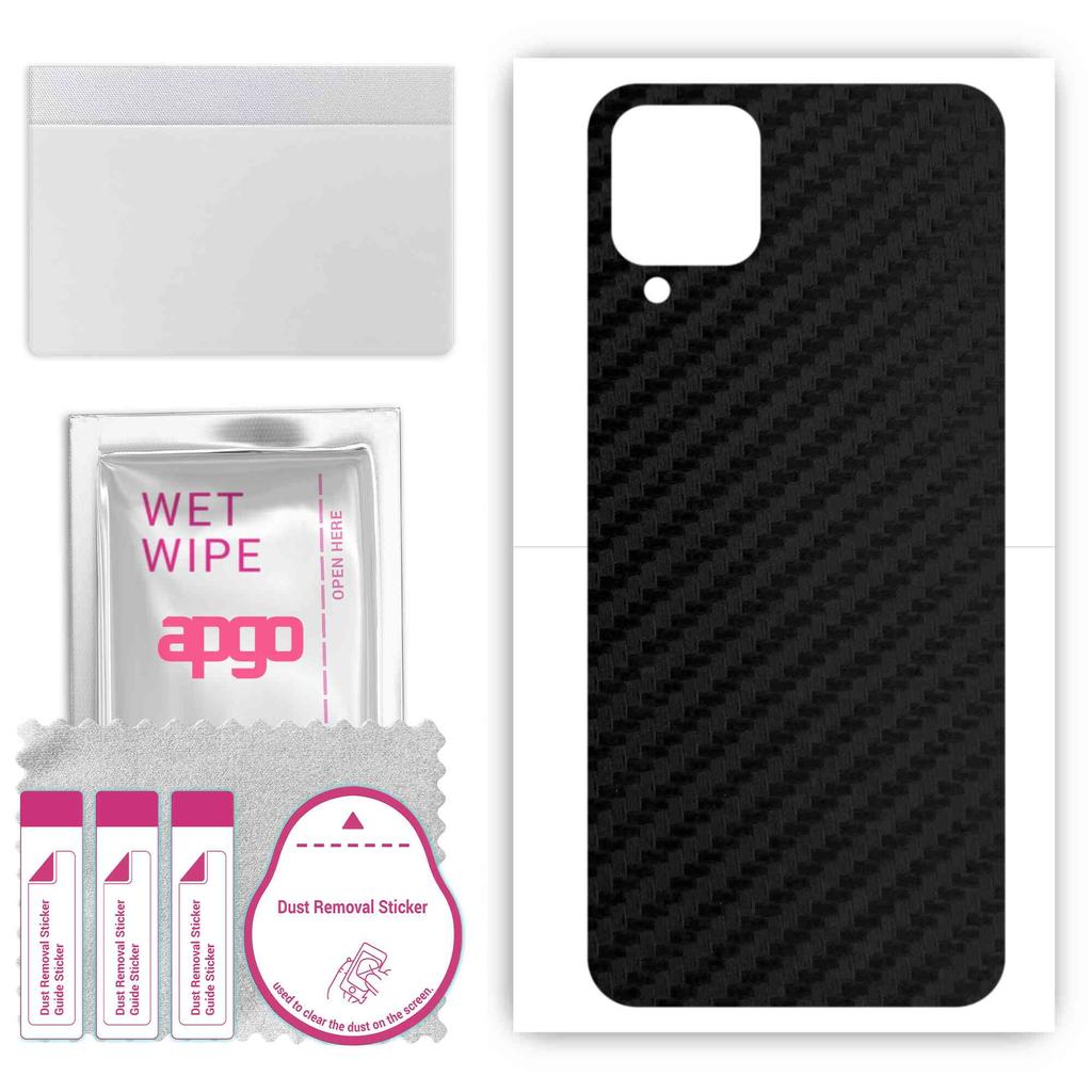 apgo Protective Skin Sticker for the Back Compatible with Samsung Galaxy M32, Wrap Film, Foil, Vinyl - Pattern Carbon Black