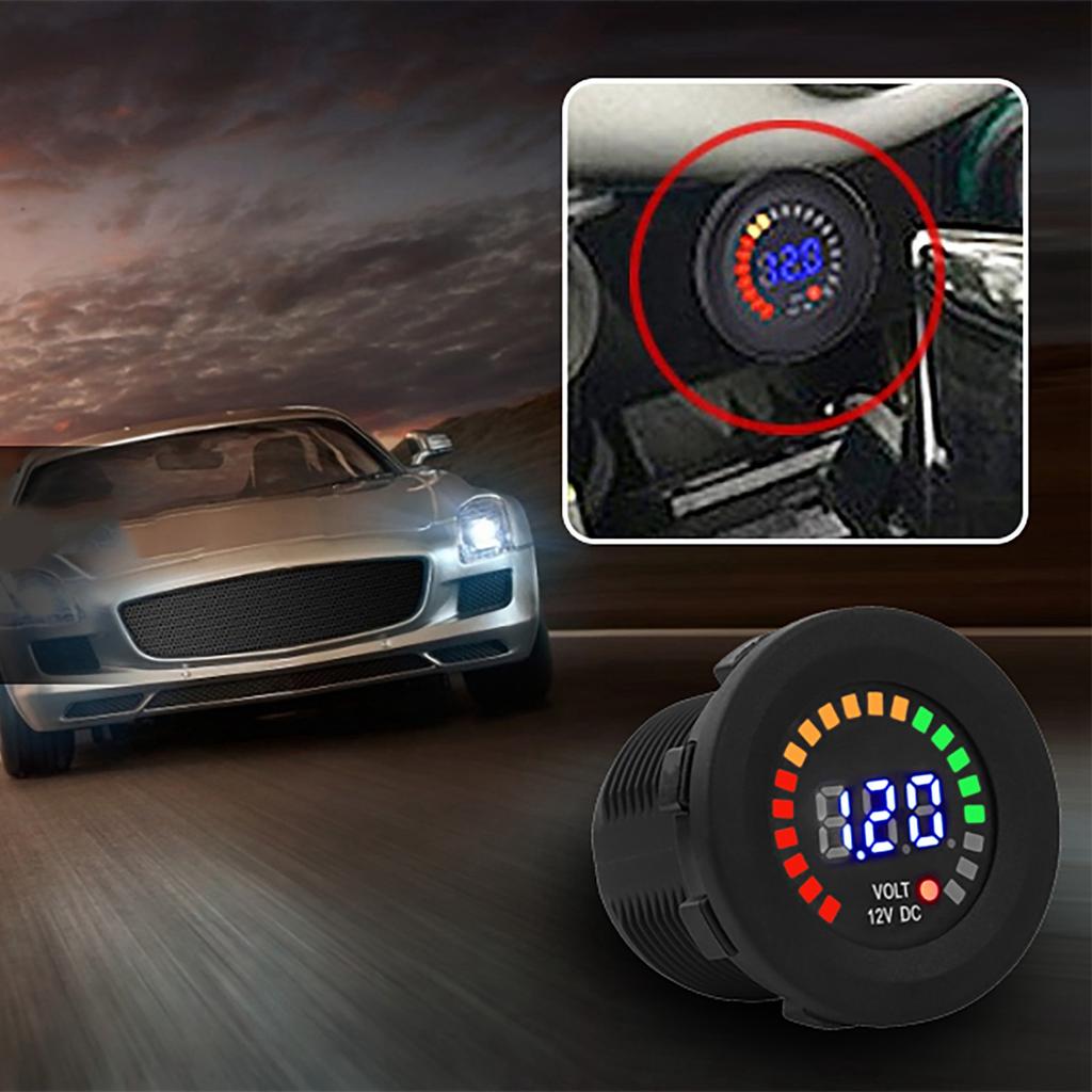 12 V Motorcycle Car LED Digital Display Voltmeter Waterproof Voltage Volt Meter Gauge Black New