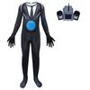 Toilet Skibidi Kids Tv Man Cosplay Jumpsuit Tight Halloween Party Game Role Play