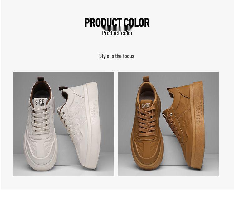 2025 Men's Trendy Thick-Soled White Sneakers: Versatile Autumn Casual Sports Shoes