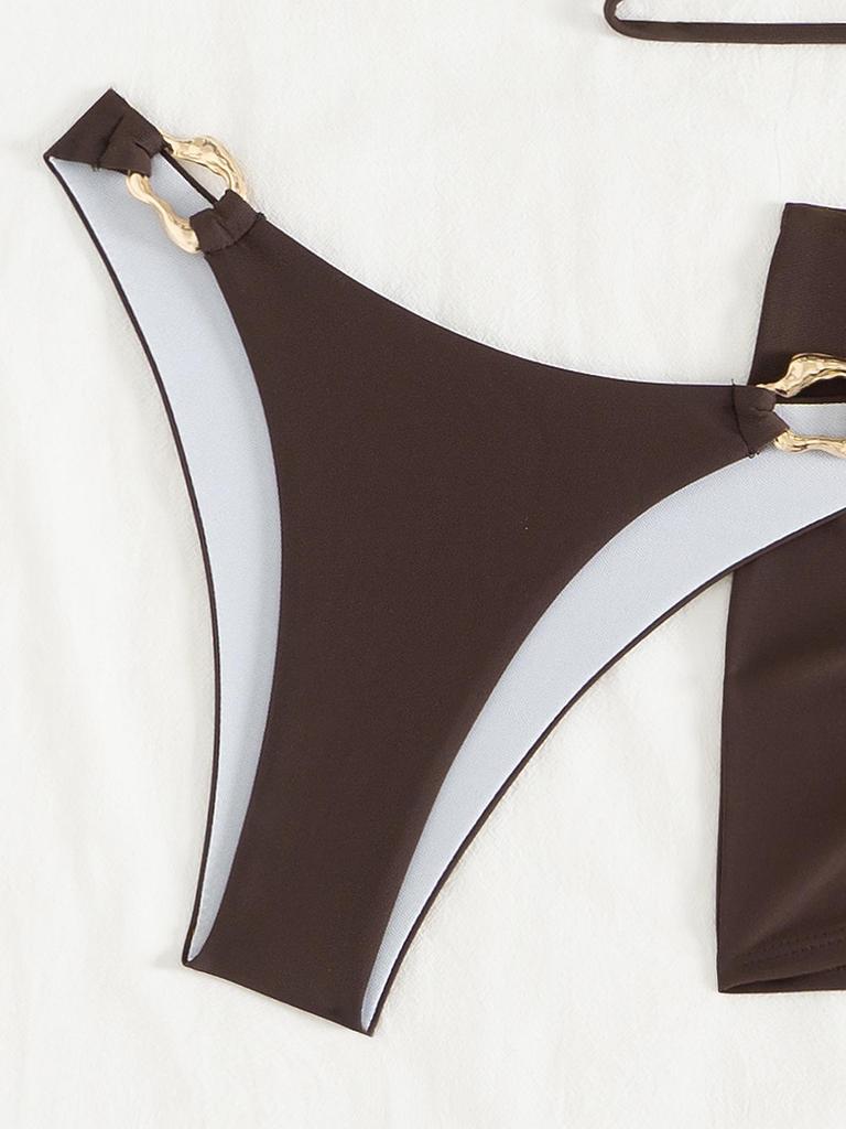 Three-Piece Backless Lace-Up Bandeau Bikini for Women - 2025 Collection