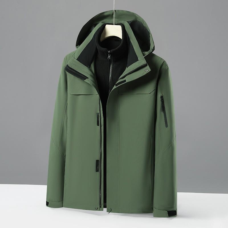 Mens Winter Waterproof Windproof 3-in-1 Fleece-Lined Outdoor Jacket With Detachable Hood Fur Trim