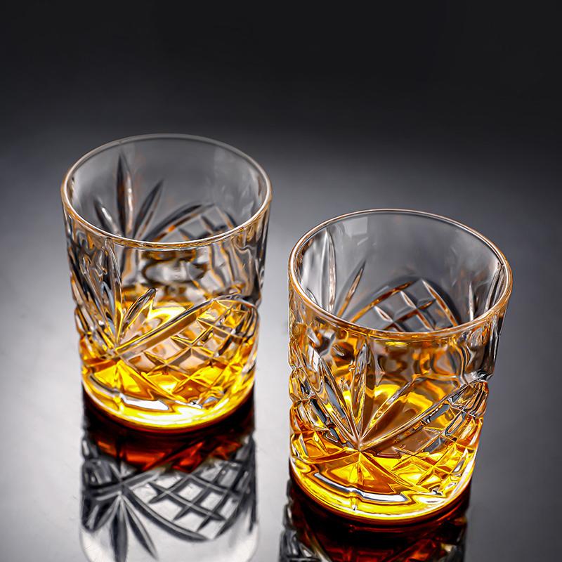 2pcs Set 11 Oz 330ml Carved Crystal Whiskey Brandy Glasses Juice Milk Tea Mugs Transparent Party Restaurant Wedding Drinkware