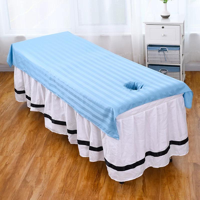 Silky Cotton Washable Wrinkle Resistant White Beauty Bed Sheet Beauty Salon Specific Single Piece Massage Bed Towel with Holes Easy To Dry Bedding