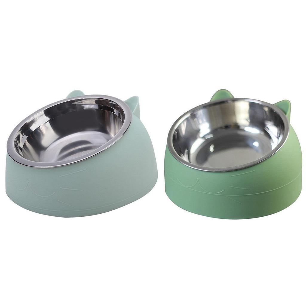 Popular Slanted Stainless Steel Pet Bowl - Detachable, Washable, Anti-Spill Design for Cats & Dogs.