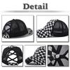 Baseball Checkered CZA463 [White Fang] Hat, Cap, Cap, Mesh, Pattern, Breathable, Adjustable, Casual, Men's, Women's, (Black)