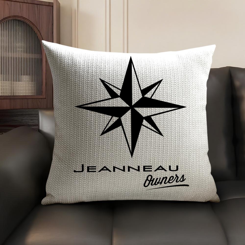 J-Jeanneaus Yachts Logo Cushion Cover Natural Linen Organic Fabric Double-Sided Printing Sofa Home Decor Gift Pillow Case