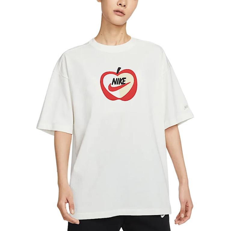 Nike Sportswear Oversized Casual Comfortable Crew Neck Short Sleeve T-Shirt Women T-Shirts Sail-White IB5577133