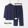 Men's Chinese Style Cotton Linen Tang Suit Jacket & Pants Set with Frog Buttons - Retro Zen Meditation Outfit