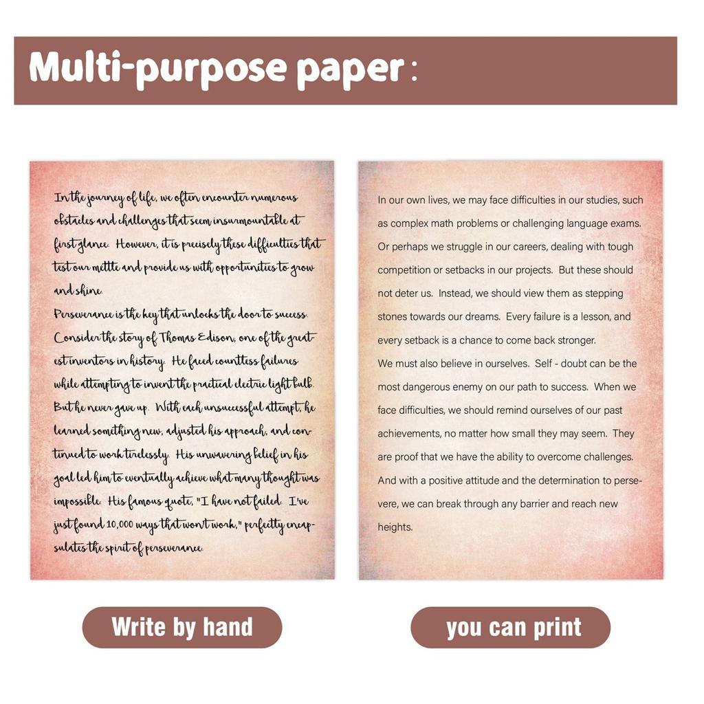 60 Sheets Of Printing Paper, Retro Nostalgic A4 Double-sided Letterhead For Writing DIY Notebook Decoration Material Letterhead