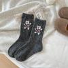 Ladies Autumn Winter Thickened Warm New Cartoon Dancing Bear Wool Drum Pile Socks
