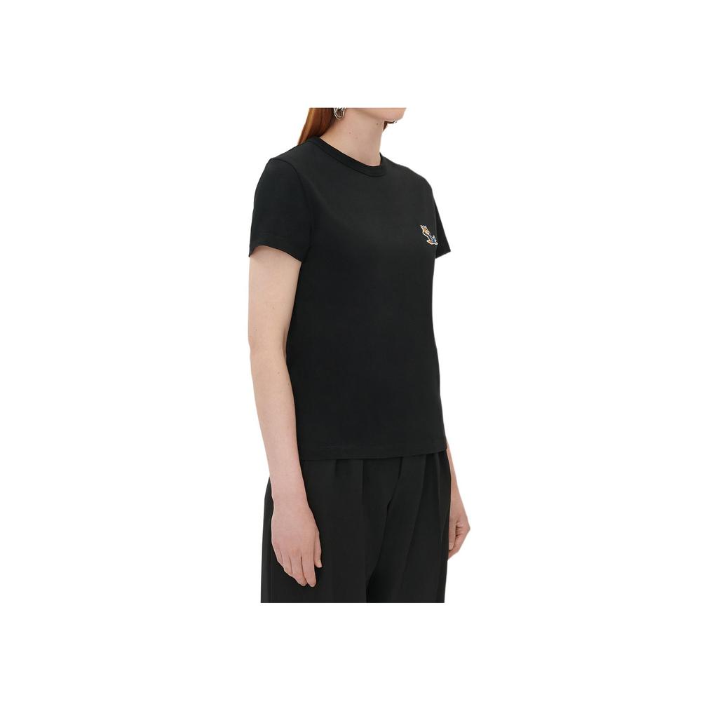 Maison Kitsune Back To Series Classic Fox Embroidery Short Sleeve T-Shirt Women Tops Black JW00128KJ0008-P199