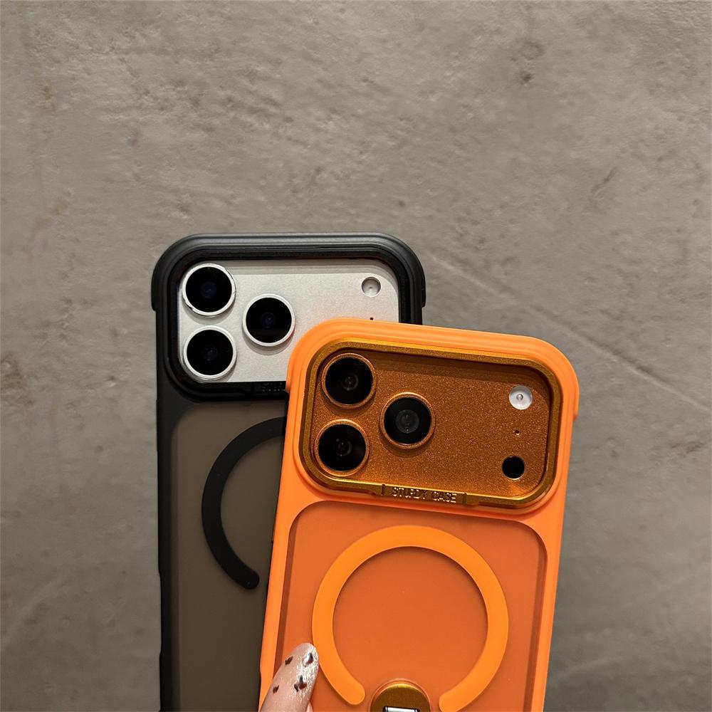 For Magsafe Folding Stand Magnetic Clear Case For iPhone 17 16 15 14 13 12 11 Pro Max Plus Air Matte Translucent Back TPU Cover