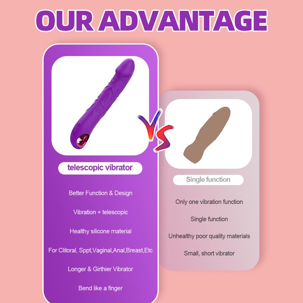 Teleskopvibrator Weicher Dildo Stoßend G-Punkt Klitorisstimulator Private Intime Momente Erwachsenen Persönlicher Massagegerät Sexuelle Wellness Sexspielzeug