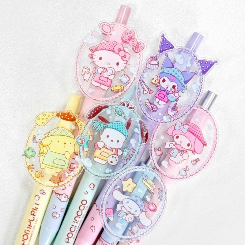 12pcs/lot Sanrio Kitty Melody Kuromi Gel Pen Cute Pochacco 0.5mm Black Ink Neutral Pens Promotional Gift Office School Supplies