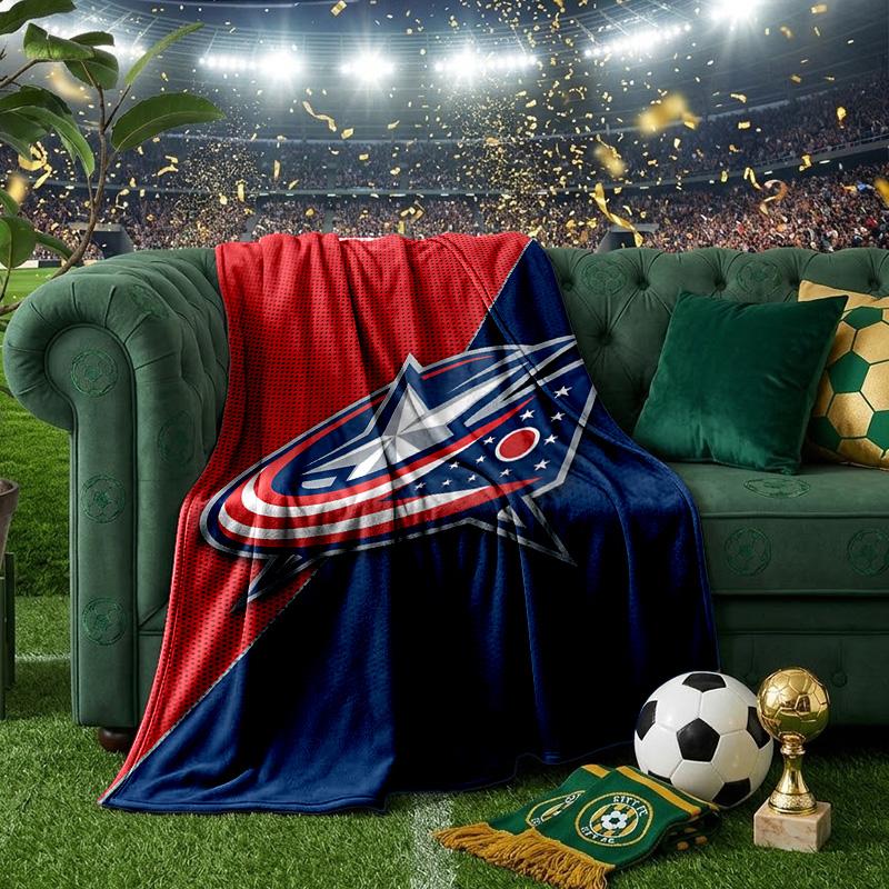 Columbus Blue Jackets Logo Throws Blanket Flannel Blankets Plush for Couch Bed Gifts for Men Women Travel picnic blanket Christmas fan gifts