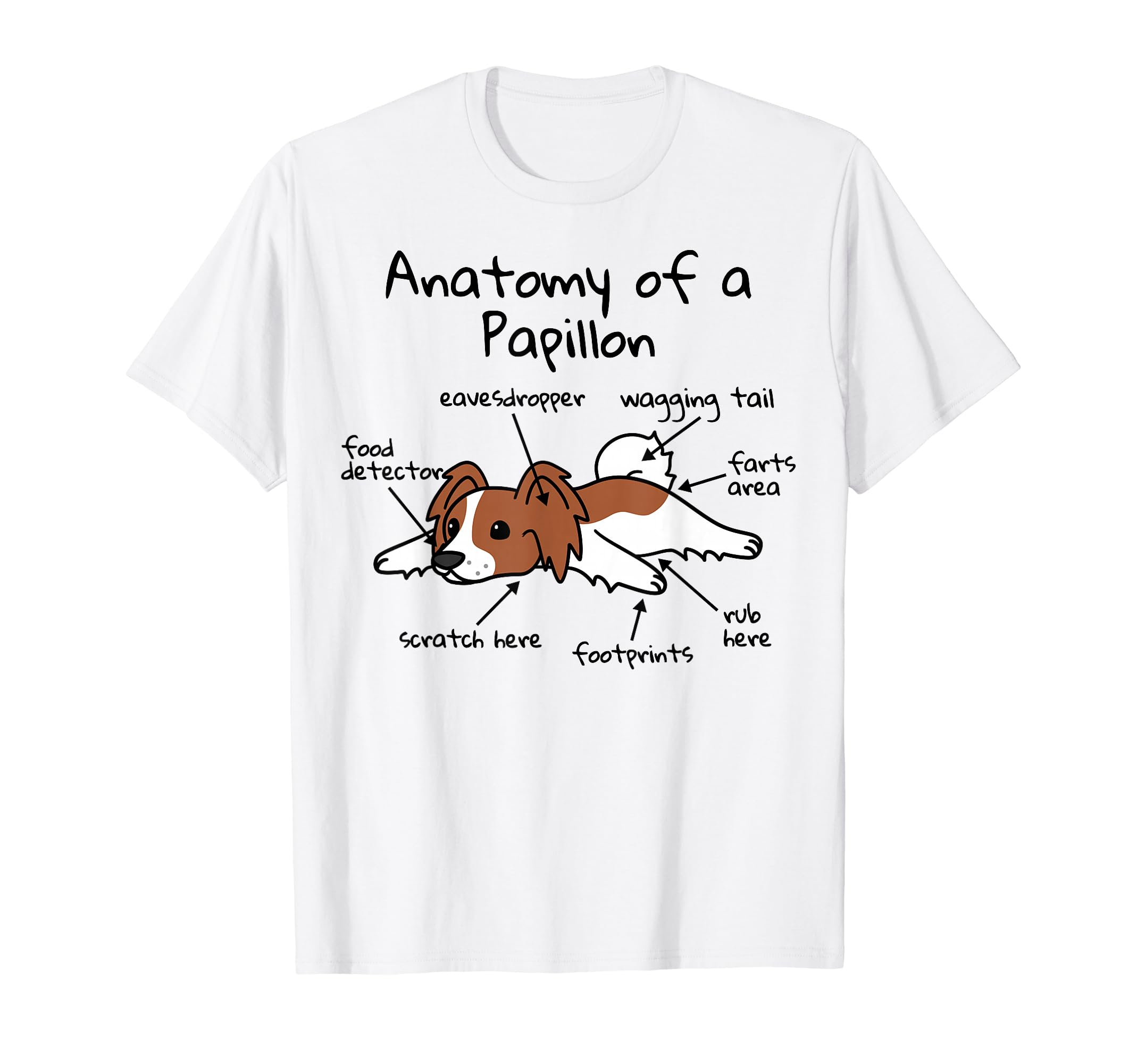 

Continental Dwarf Spaniel Dog Anatomy T-Shirt