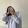 WTEMPO Office Ladies Spring Fall Striped Bottoming Long Sleeve Shirts Women Large Size Butttons Turn-down Collar Casual Shirts