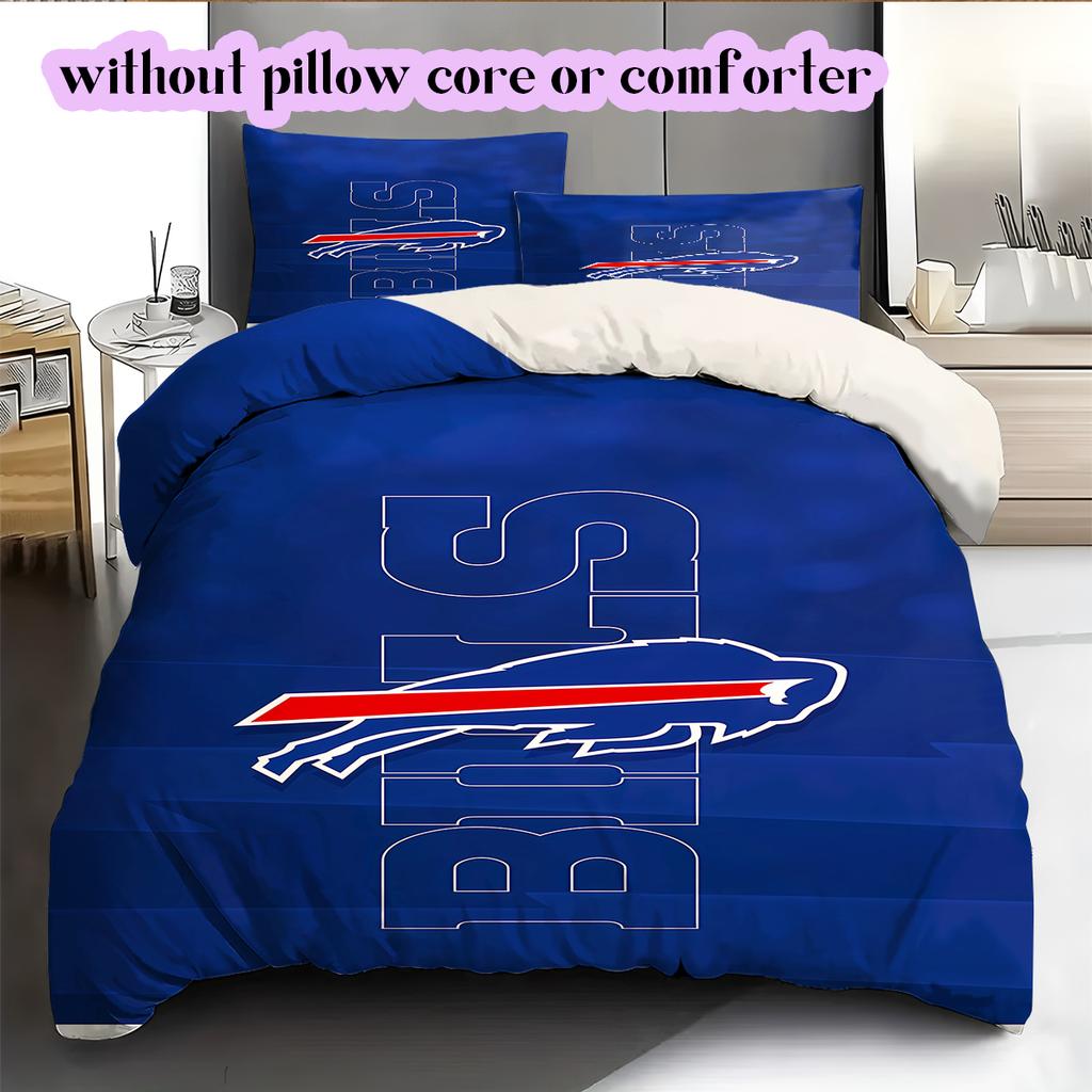 football Logo Pattern Bedding Quilt Set Quilt Cover Pillowcase Home Decoration Birthday Gift (1*duvet cover+ 2*pillowcase, without core)