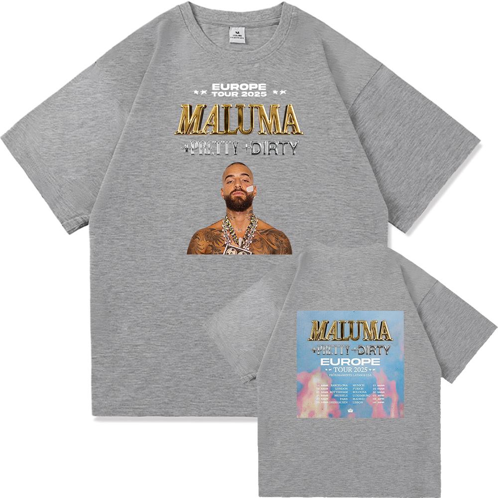 Maluma +pretty+dirty Europet Tour 2025 TShirt Men/women Clothing Retro Harajuku High Quality Tops Cotton TShirts for Fans Gifts