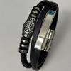 European & American Fashion Men's Leather Bracelet - Viking Rune, Multi-layer Woven with Magnetic Buckle