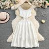French pure desire U-neck sleeveless knitted dress women's summer new design sense niche waist thin medium and long dress